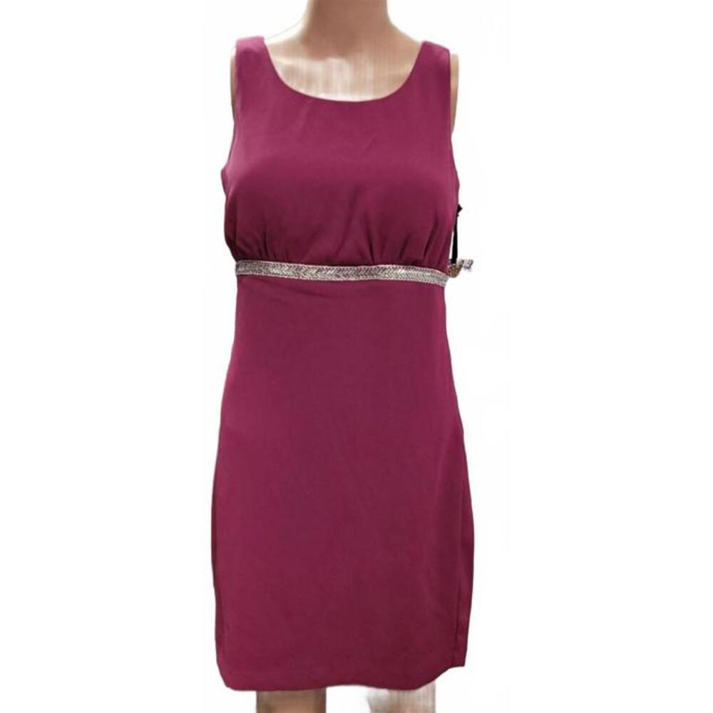 Kensie Women's Sleeveless Dress  Embellished Waist Rhinestone Belted Mini Dress